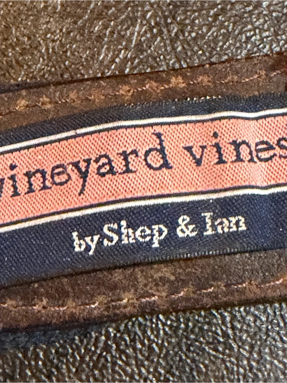Vineyard Vines Pheasant Leather Canvas Brown Men’s Belt Brass Buckle Sz 34